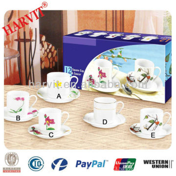 200cc round split decal Ceramic porcelain Tea Cup&Saucer